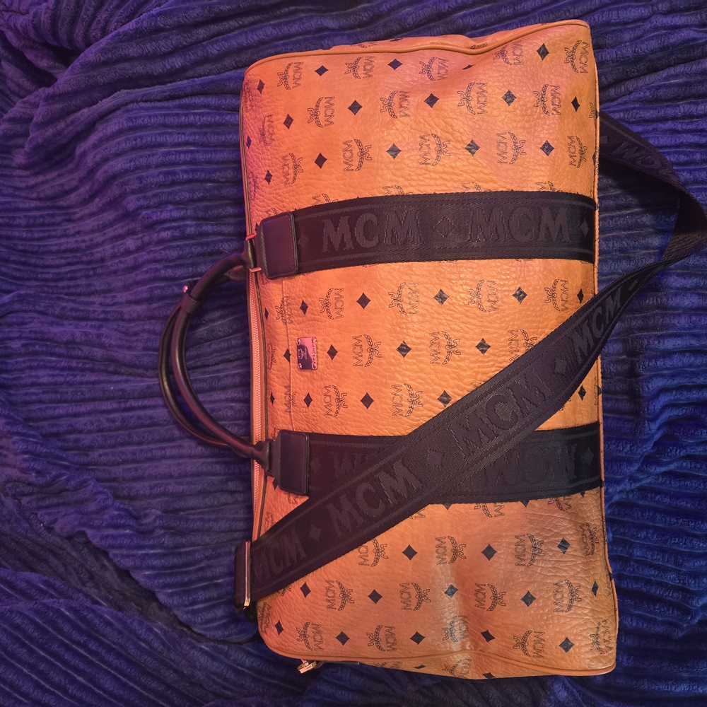 MCM Orange and Black Duffel Bag